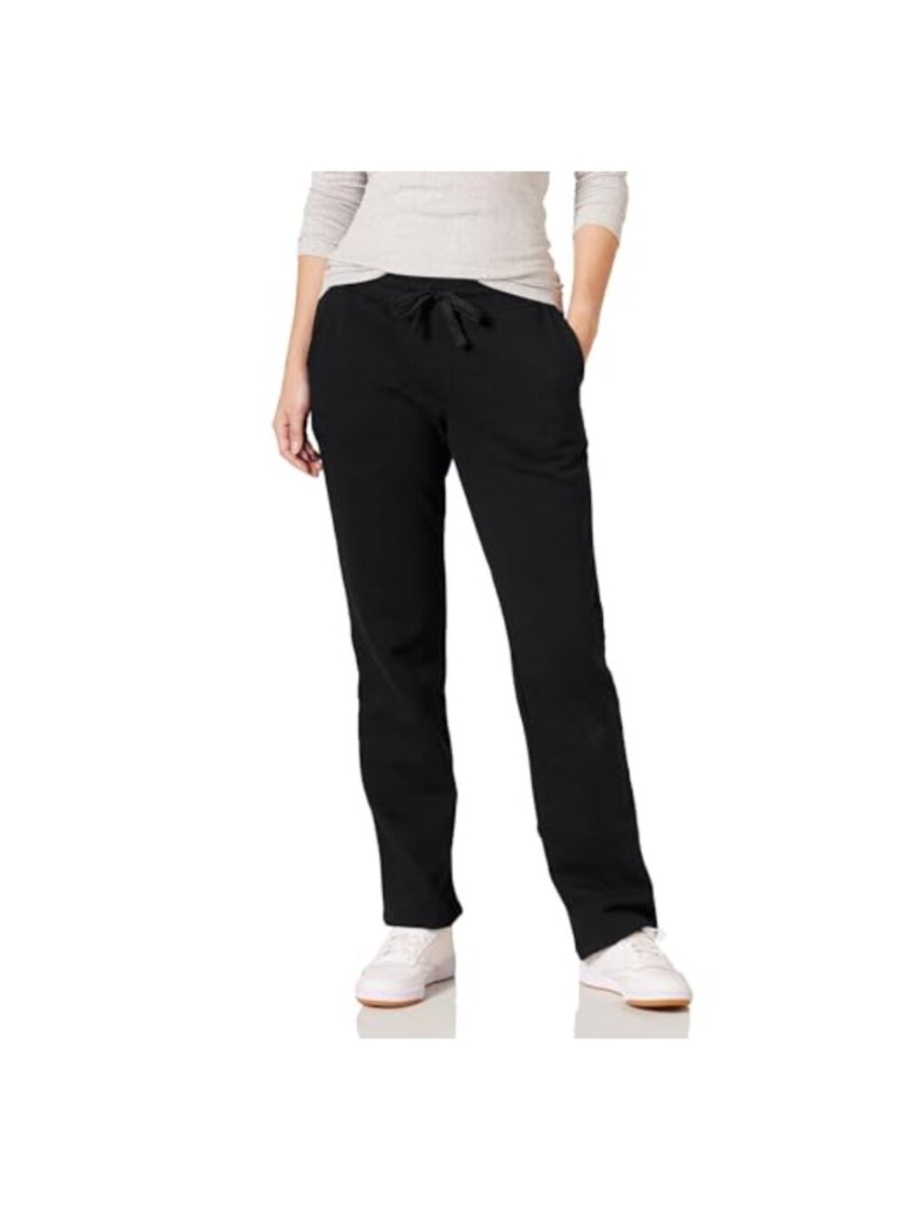 Fleece Straight Leg Sweatpants Midweight Cotton Blend Drawstring Pocket Lounge